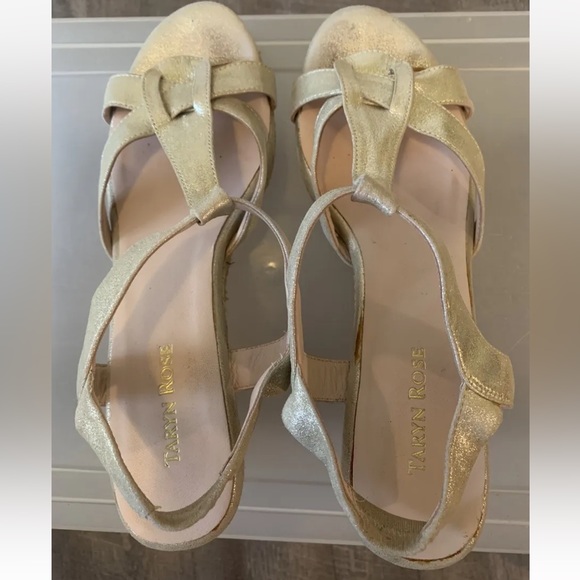 Taryn Rose Wedges Gold Slingback Size 10 - Picture 5 of 5